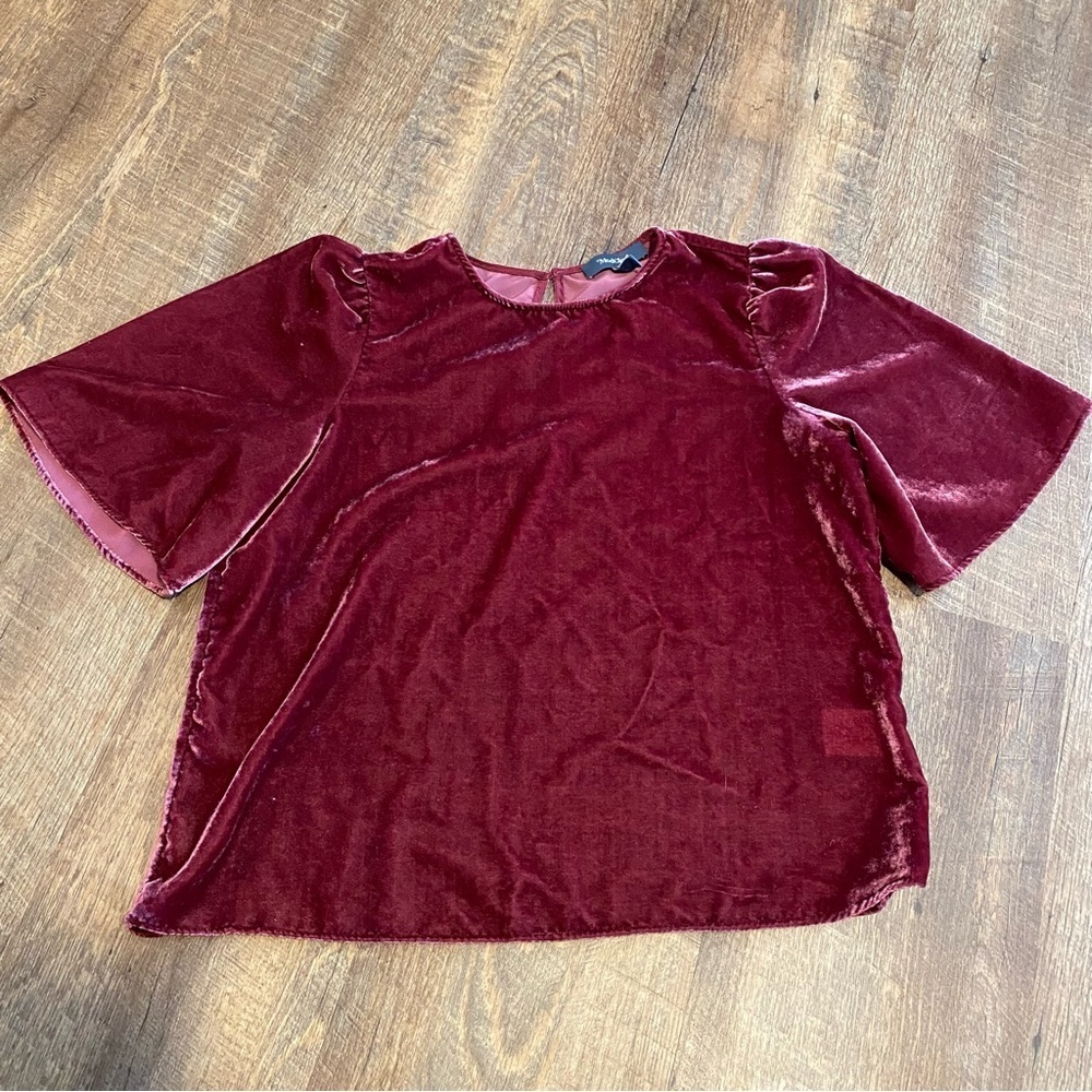 ModCloth Velvet Burgundy Blouse Size Large